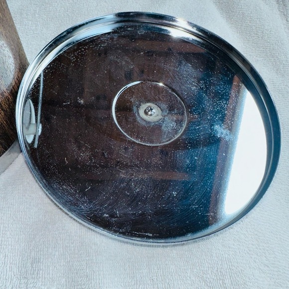 Vintage Atapco MCM Faux Wood Grain Vinyl Chrome Ice Bucket Mid Century USA - Picture 4 of 10